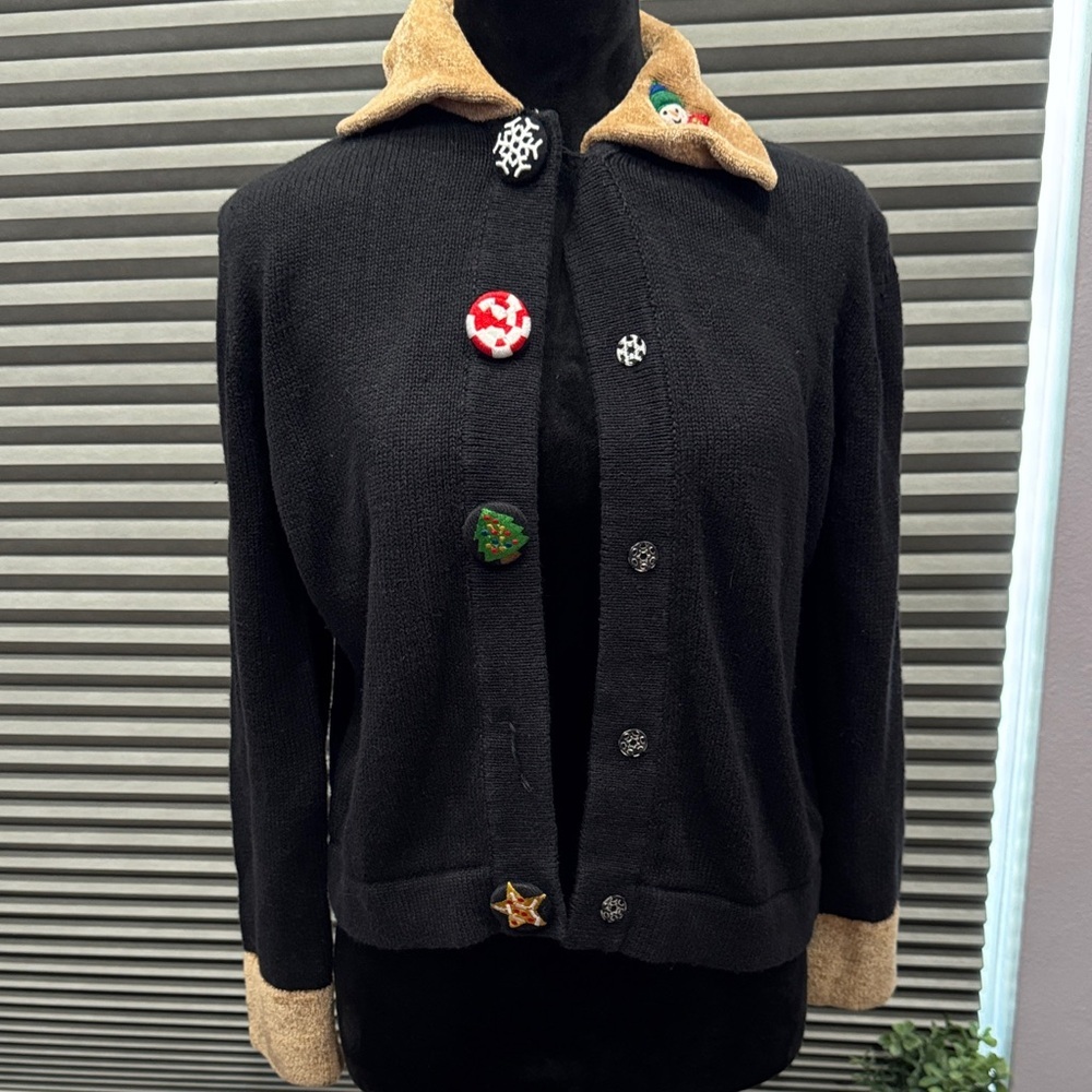 Mercer Street Studio Black and Tan Blazer with Colorful Buttons
